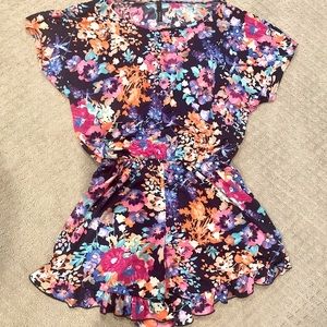 Vibrant Floral Short Sleeve Romper